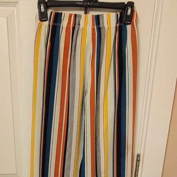 LEYVAS Wrap Party Pants Wide Leg Stripes Colorful - Picture 8 of 15